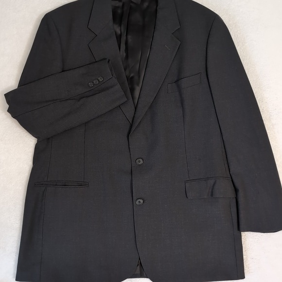 Brooks Brothers Blazer Men's 46 L Dark Gray Wool Brooksease 2 Button Stretch - Picture 2 of 8